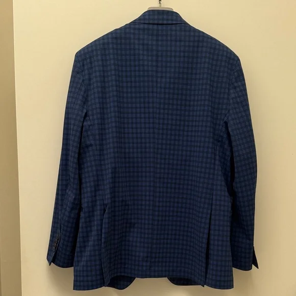 Twillory Men's Blue Black Checked Blazer Sport Coat 2 button washable - Picture 4 of 6